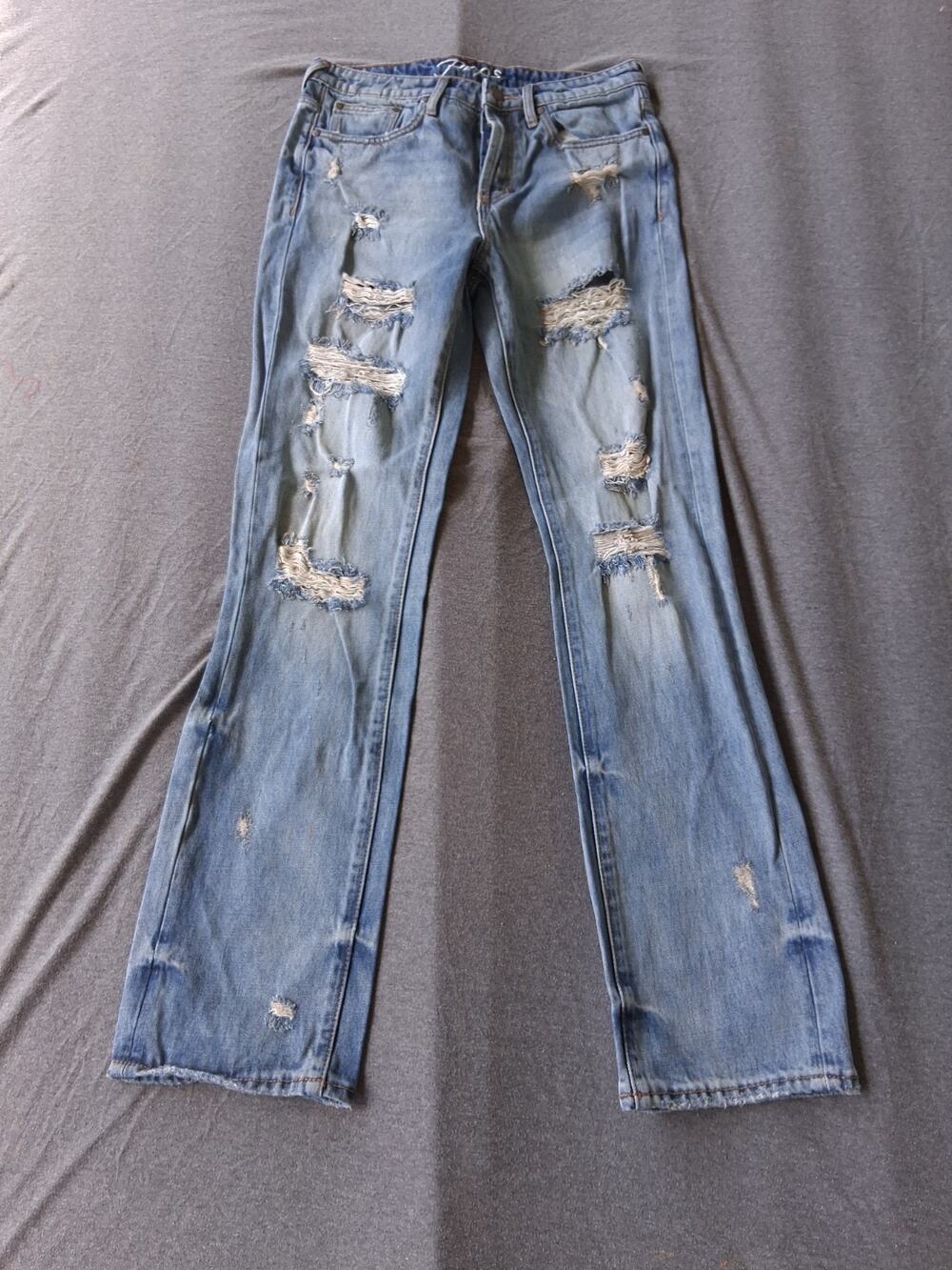 Prps Mens Distressed Straight Leg Denim Jeans Blue 29x32.5
